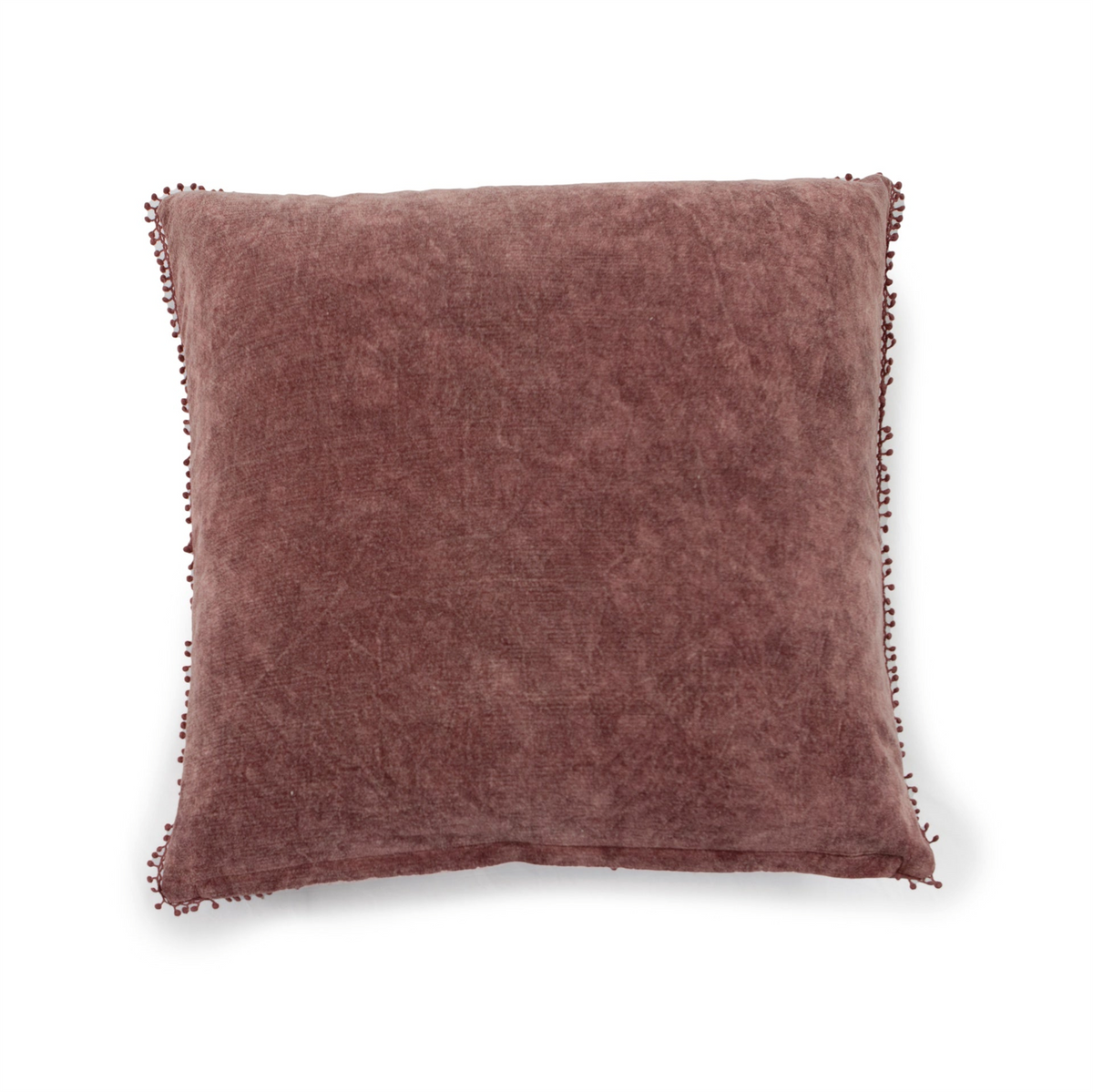 *** Mauve Velvet Pillow With Poms 22"x22 -