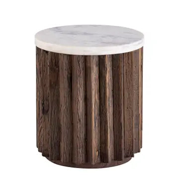 Natural Wood Side Table Dia 15"