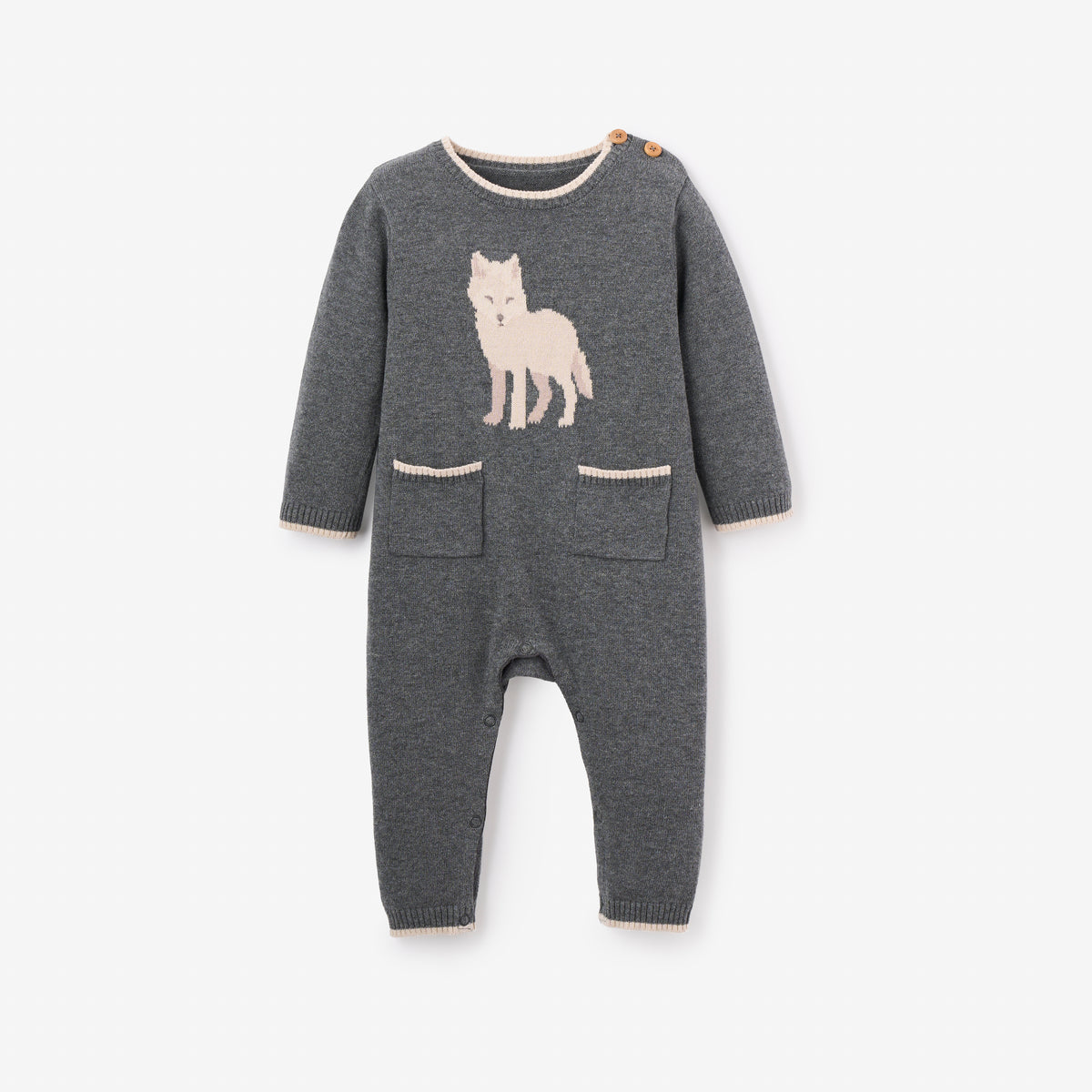 9-12M Charcoal Wolf Jumpsuit