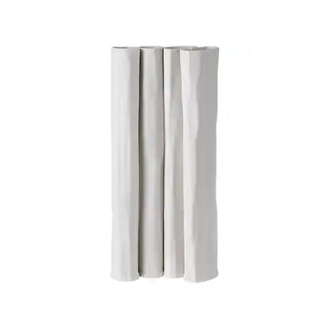 Ceramic White Vase White Dia 6" - White