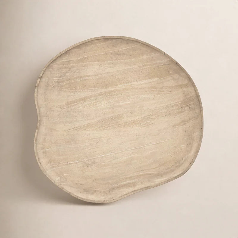 Organic Large Serving Platter Resin Dia 24" - Beige