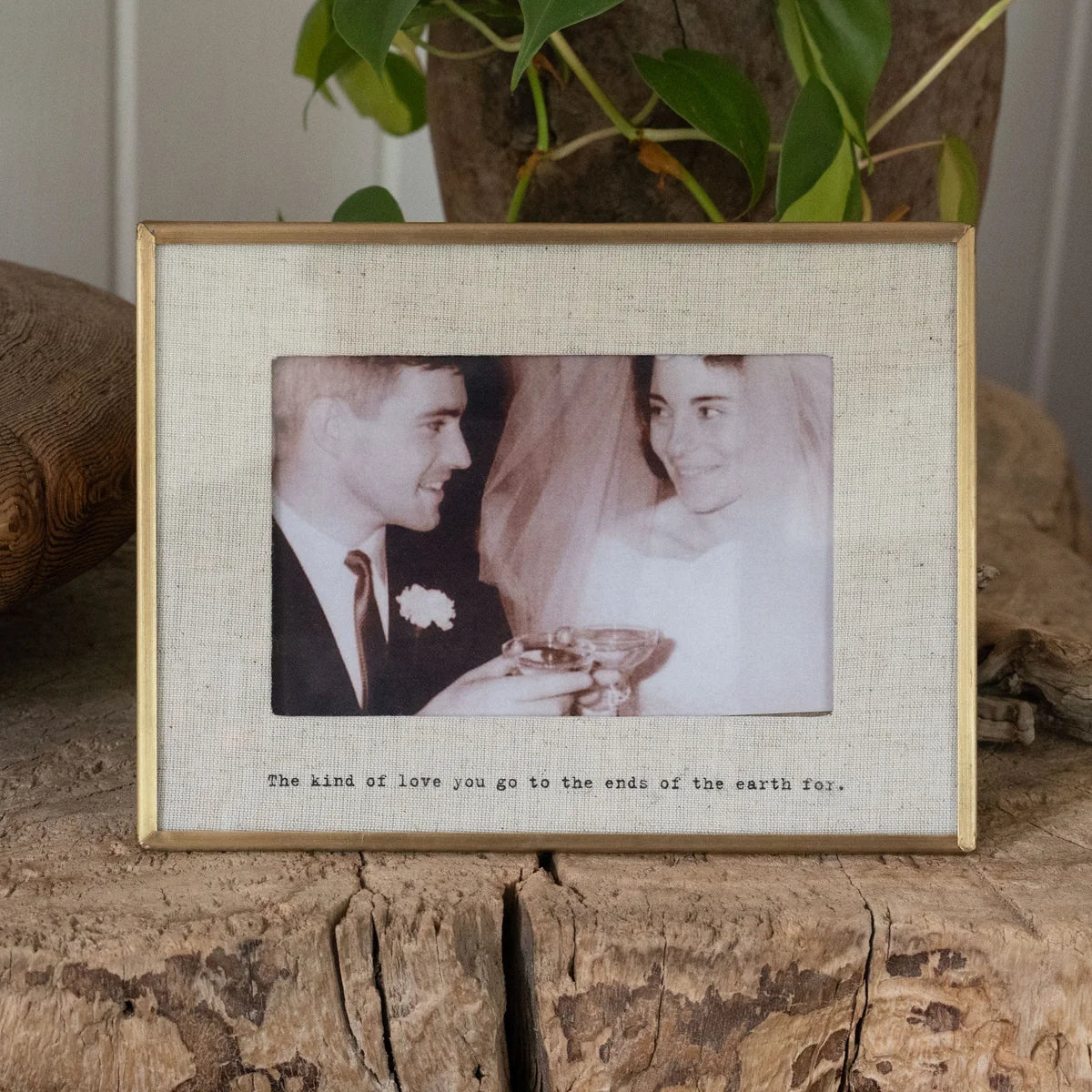 I Love Us - Brass Linen Frame