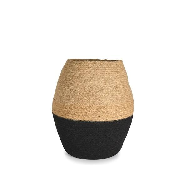 Black & Natural Flower Vase Dia 9.5"-ST - Natural