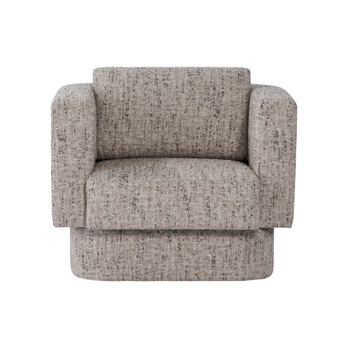Boucl Fabric Upholstered Chair, Cream Color & Grey Melange