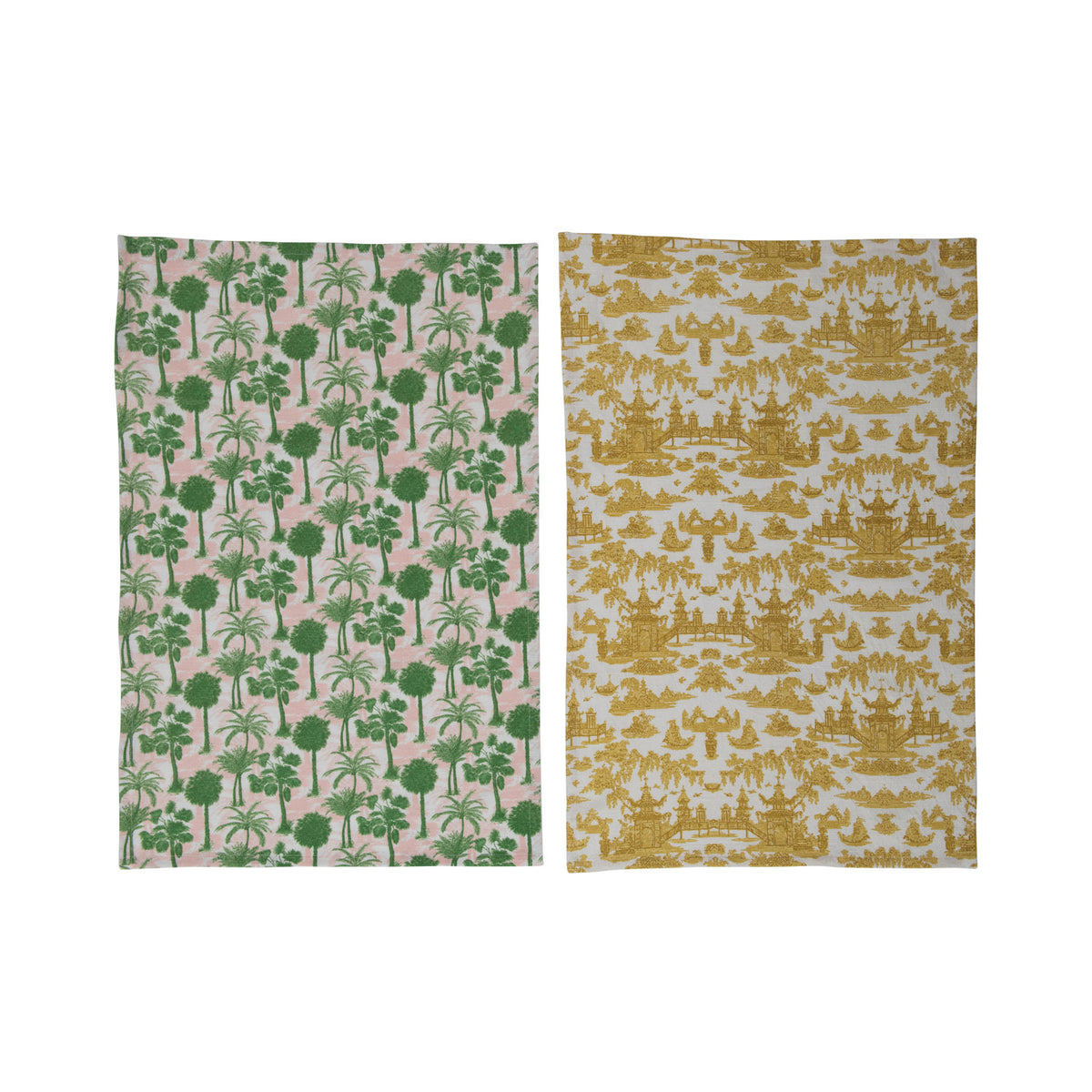 Cotton Printed Tea Towels with Pattern,2 Colors,2 Styles