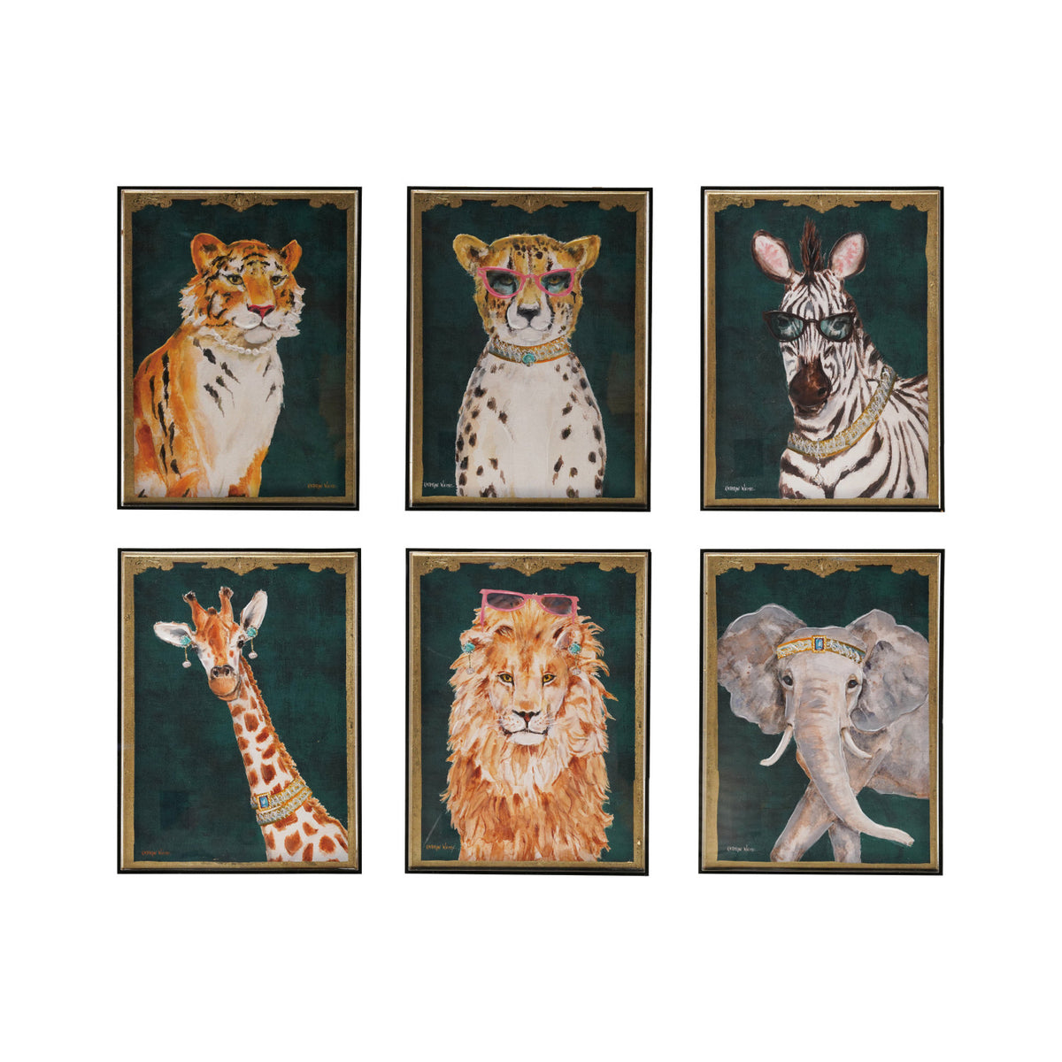 Hand-Painted Animals w/ Accessories in Smoke Color Acrylic