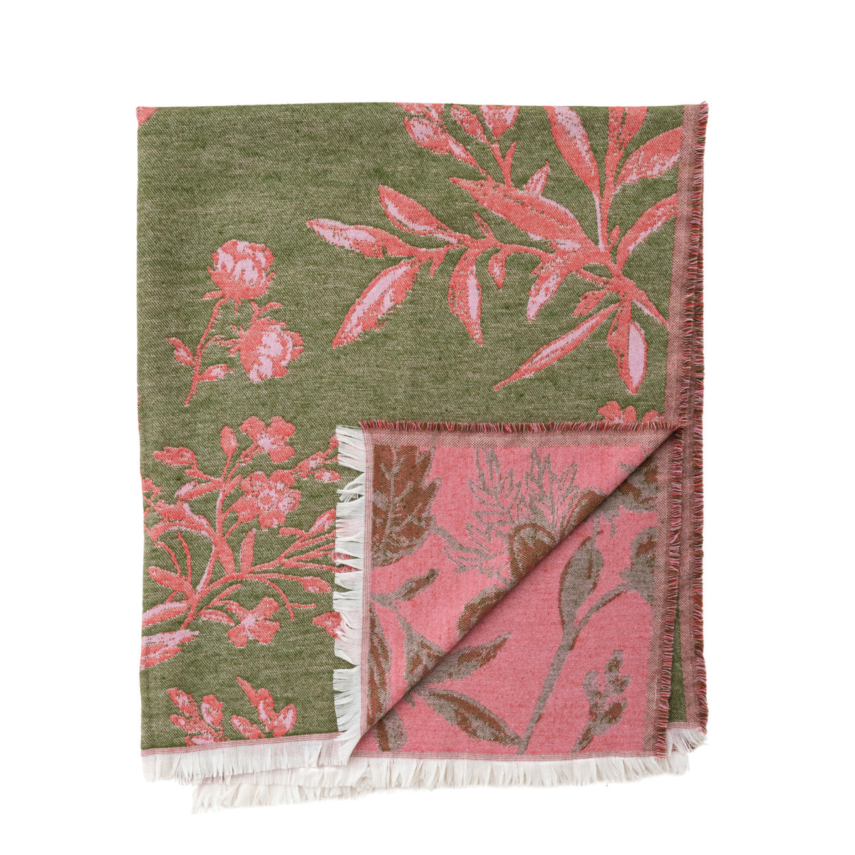 60"Lx 50"W Woven Fabric & Acrylic Jacquard Throw with Fringe