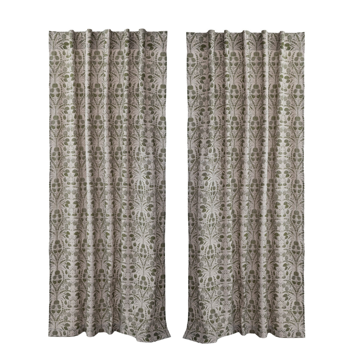 50"Wx 96"H Linen Printed Curtain Panel Pair