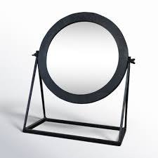 Round Black Mirror On Stand-ST