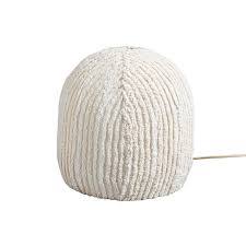 Striped Cotton White Table Lamp - White