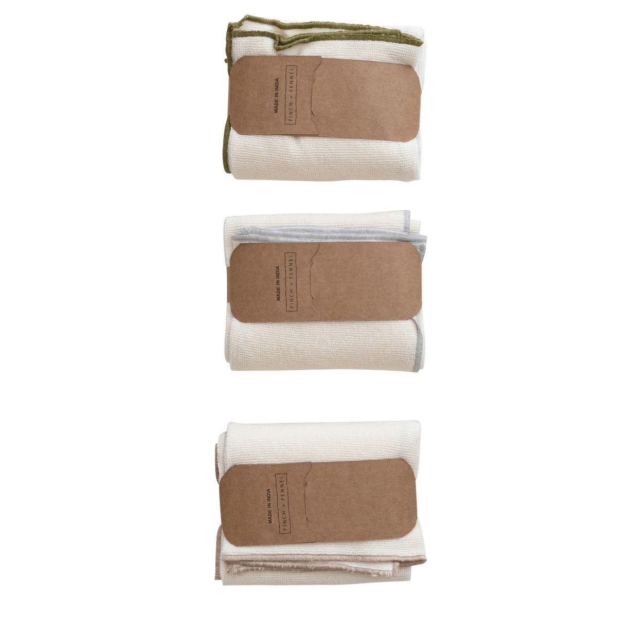 Cotton Terry Cloth Tea Towel w/ Contrast Stitched Edge & "Finch + Fennel" Logo