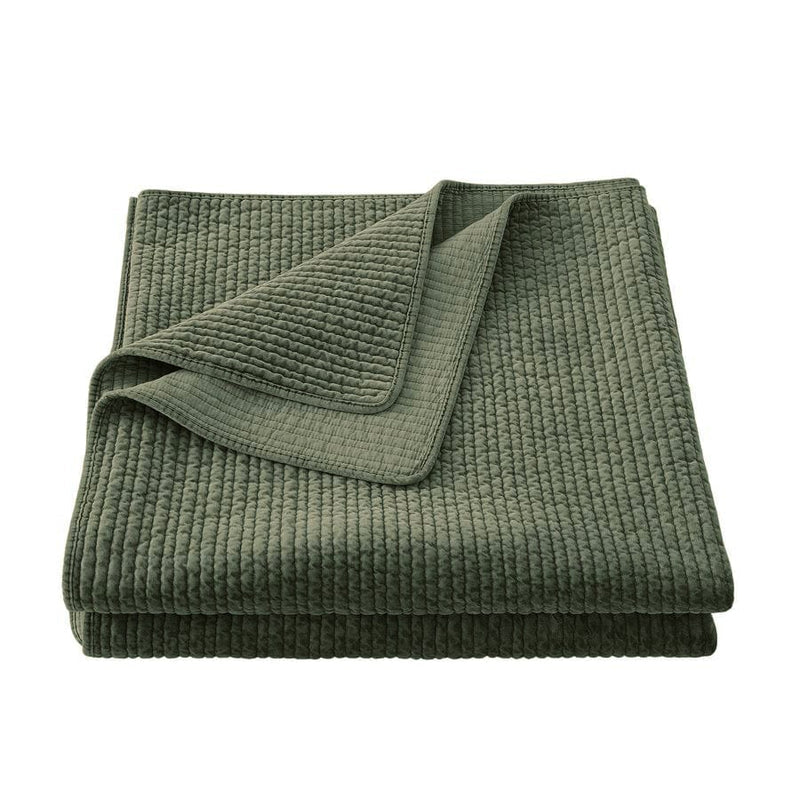 Stonewashed Cotton Velvet Quilt Set, Full/Queen, Fern Green, 3PC Fern Green, Quilt Set, Full/Queen