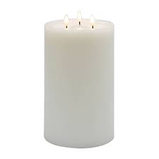 3 wick Large White Flameless Candle - White