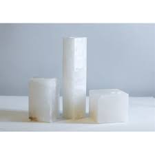 Tall Sq. Alabaster T-Lite Candle Holder- ST - White