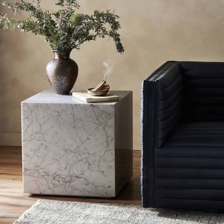 Hunter End Table White Carrara Marble