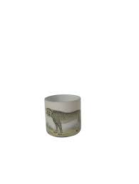 Sm Glass Leopard Print Votive Holder H 2.9" & Dia 2.9"