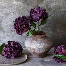 ARTIFICIAL REAL TOUCH HYDRANGEA, CRIMSON