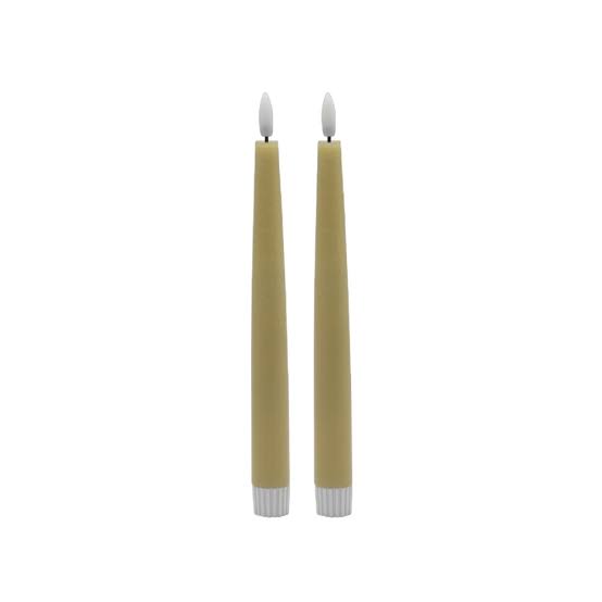 2 pc Pointed Champagne Taper Flameless Candle - Dark Champagne