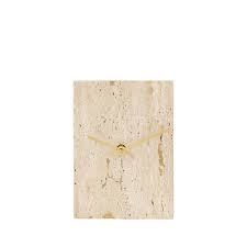 Light Travertine Rectangle Shaped Marble Table Clock Small - Natural