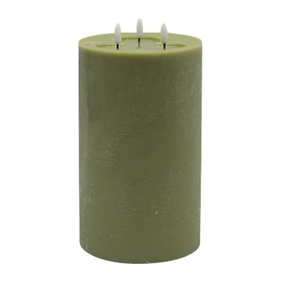 3 wick Large Green Flameless Candle - Green