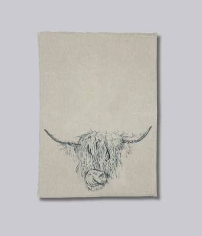 Linen Tea Towel - Highland Cow