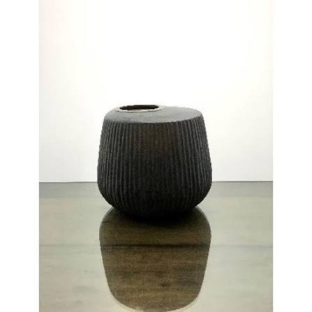 Tabla Vase Vertical Killi Hand Cut Stone Finish Med Smoke Dia 8.25"- A - SMOKE