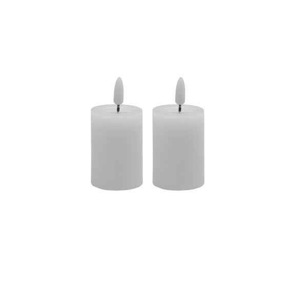 2 pc Set White Flameless Pillar Candle - White