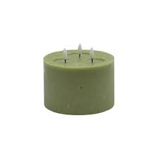 3 wick Small Green Flameless Candle - Green