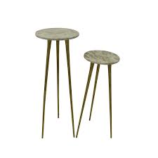 Set of 2 Marble Top Peddital Aluminum Legs - Brass