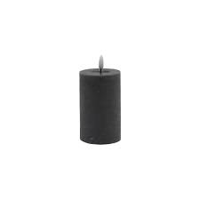 Small Gray Flameless Pillar Candle - Gray