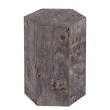 Hexagon Charcoal Finish Veneer Side Table