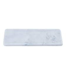 Med. White Marble Round Edged Tray - White