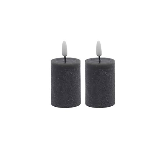 2 pc Set Gray Flameless Pillar Candle - Gray