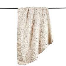 Chess Knit Throw, 50" x 60", Natural, 1PC Natural, Throw, 50" x 60"