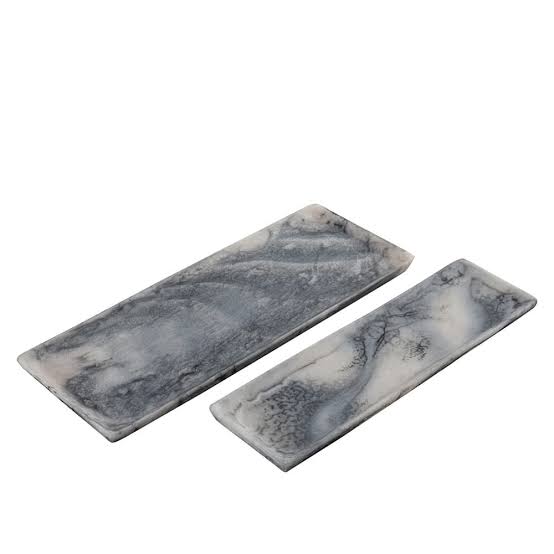 Grey Resin Rectangle Platter Set of 2