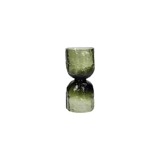 Vase Hurricane Glass Green Dia 3.5" - Green