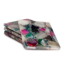 Set of 4 Mixed Agate Coasters-ST - Mixed