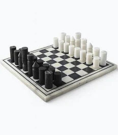 White & Black Marble Chess Set - White & Black