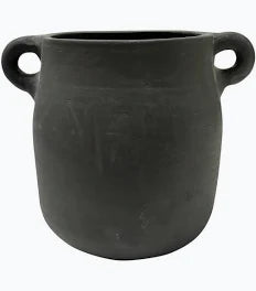 Terracotta Vase Natural Black H 8.1" & Dia 6.7" - Black