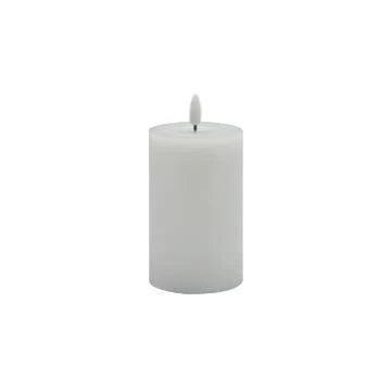 Small White Flameless Pillar Candle - White