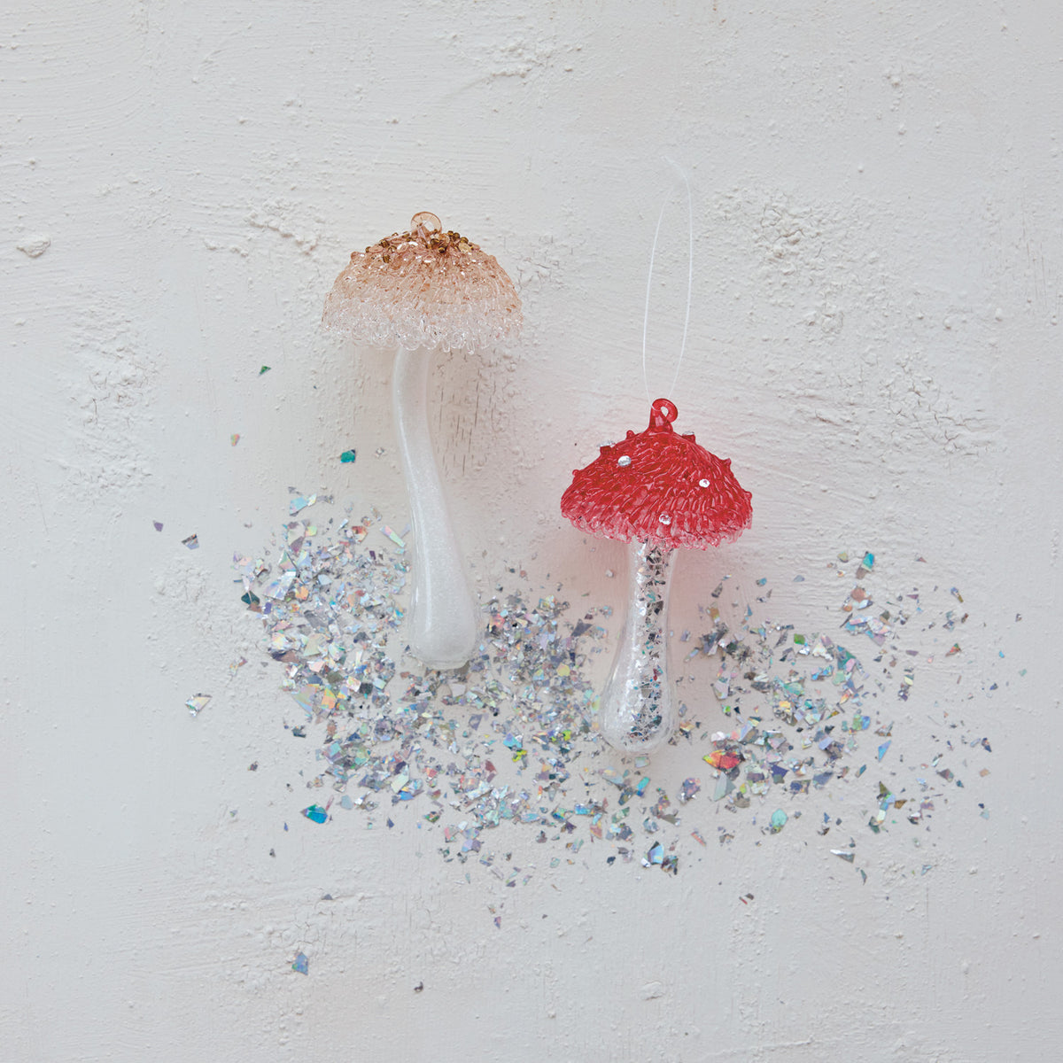 Glass Mushroom Ornament,2 Colors
