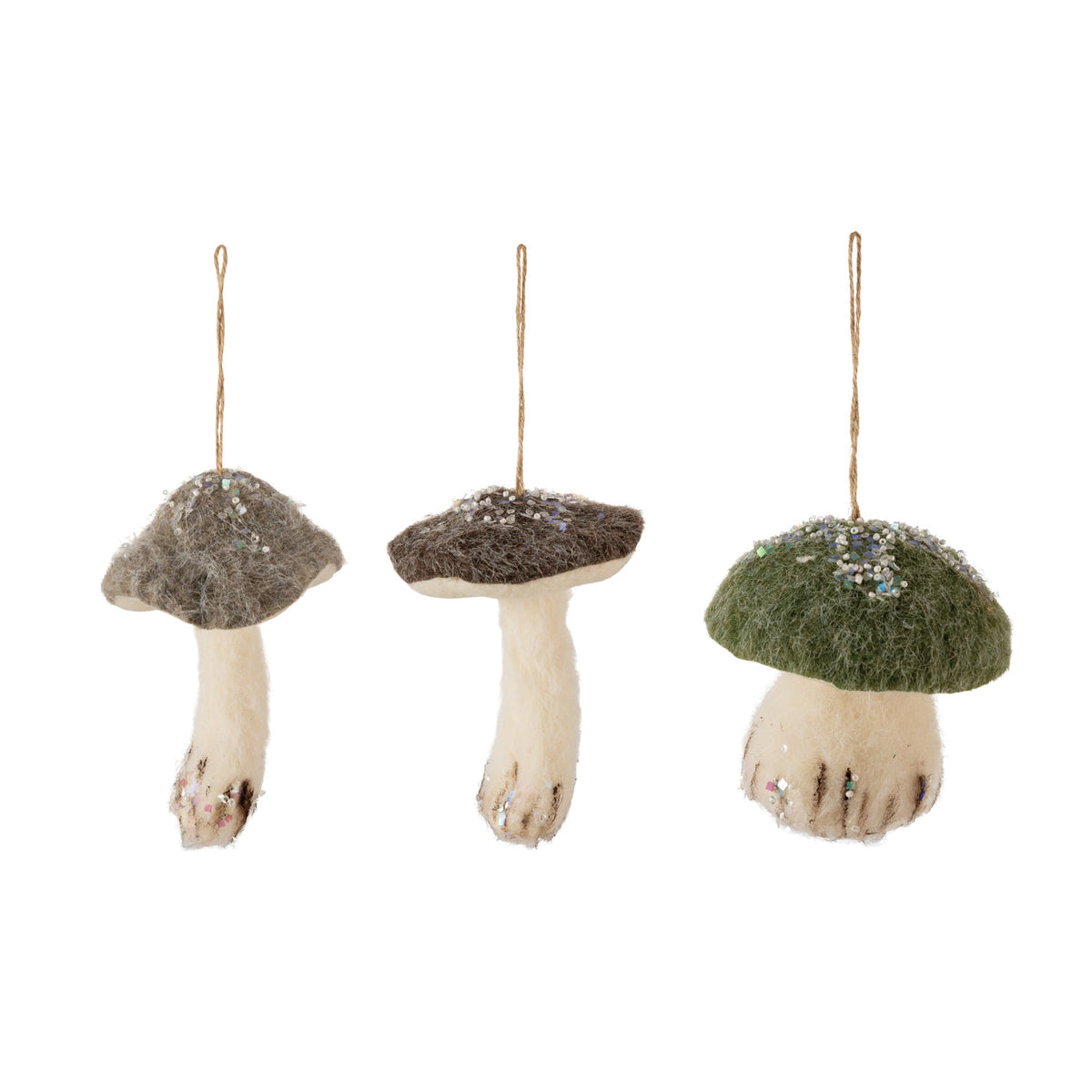 Felt Mushroom Ornament with Sequins & Beads,3 Styles