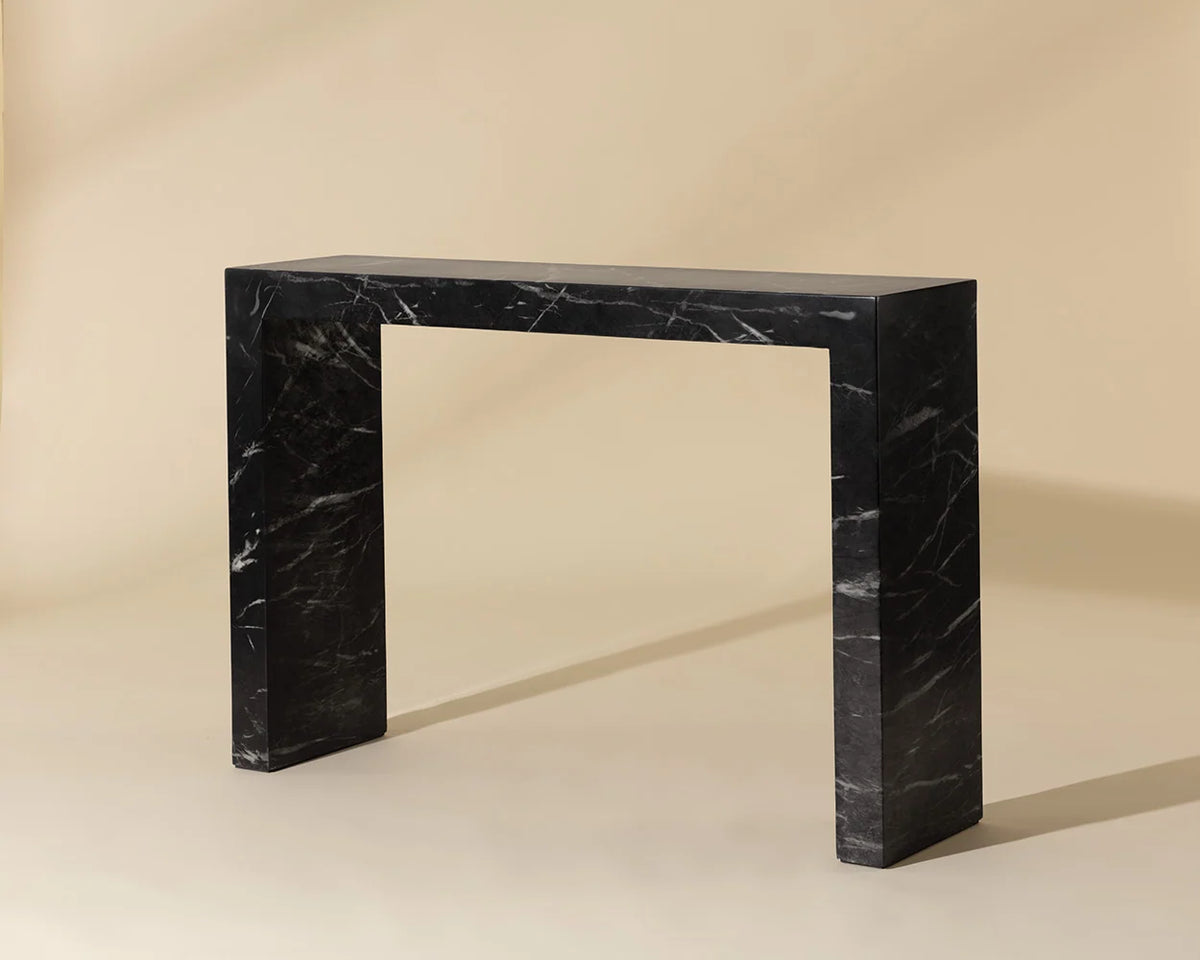 Axle Console Table - Marble Look - Black