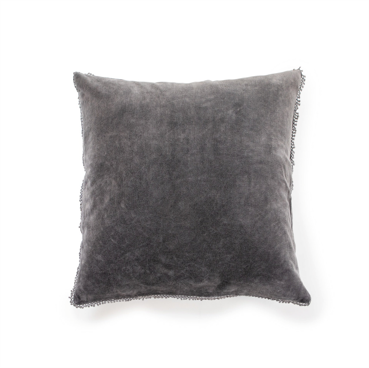 *** ASH Velvet Pillow With Poms 22"x22 -