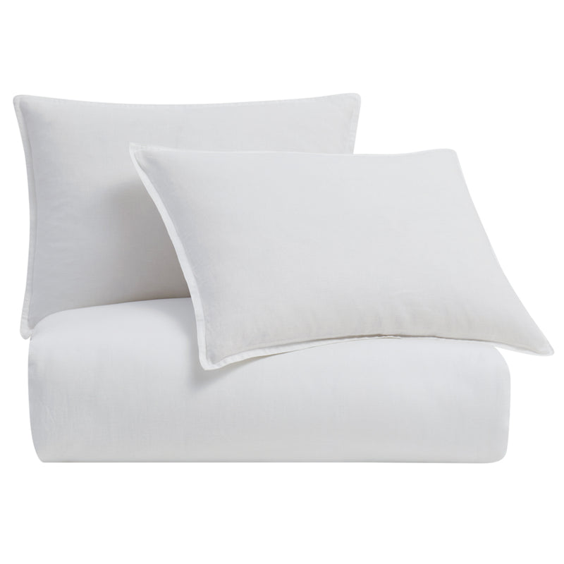100% European Flax Linen Duvet Cover Set, Full/Queen, White, 3PC White, Duvet Cover Set, Full/Queen