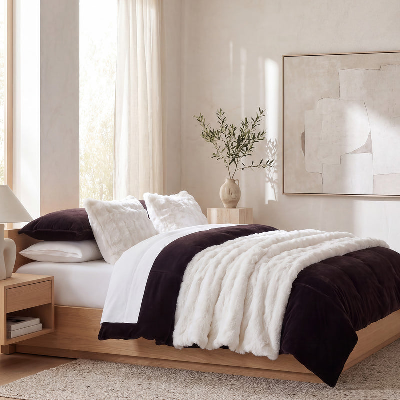 Cottontail Faux Fur Comforter Set, Full/Queen, White, 3PC White, Comforter Set, Full/Queen