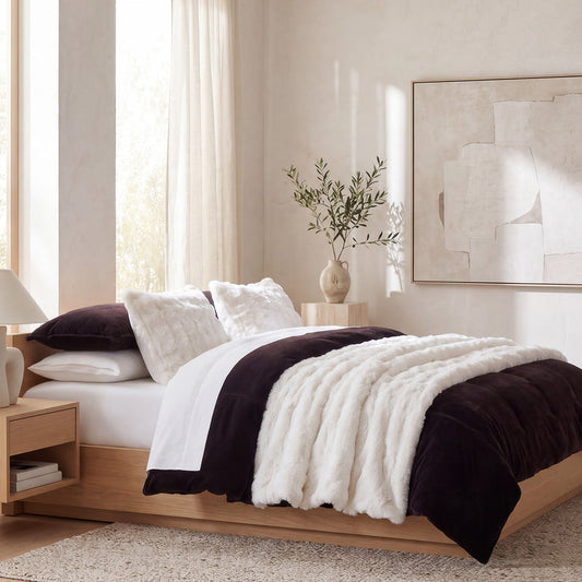 Cottontail Faux Fur Comforter Set, Full/Queen, White, 3PC White, Comforter Set, Full/Queen