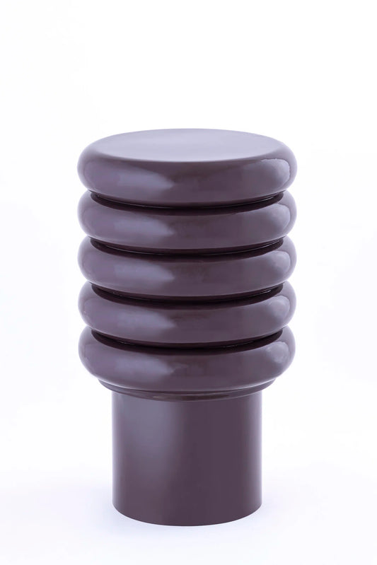 Iron Round Stool with Base - Brown