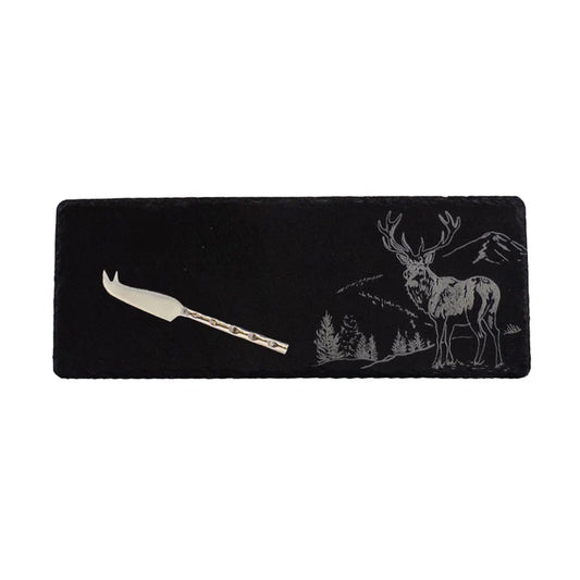Single Mini Slate Cheese Board & Knife Set - Scenic Stag