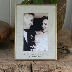 I Met You - Brass Linen Frame